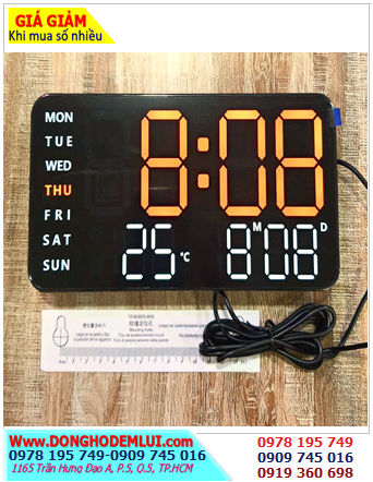 ĐỒNG HỒ LED TA-6659 (21.5cm x 11cm x 2.7cm) chữ số LED ĐỎ CAM (Xem Thứ, Ngày, Giờ, Phút, Nhiệt độ, Độ ẩm) chính hãng /Bảo hành 03 tháng